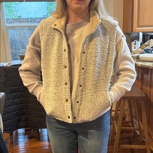 Toad&Co Gray and Cream Sherpa Vest